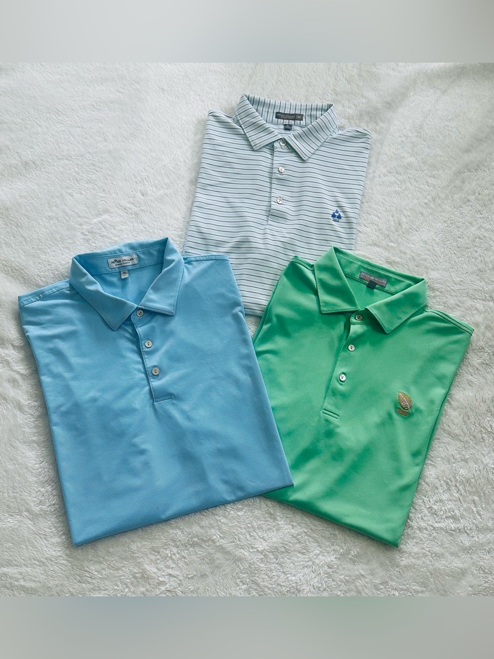Lot of 3 Peter Millar Mens Golf Polo Shirts Size XL New Haven Oakmont